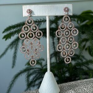 Chic Chandelier Rose Gold Crystal Earrings